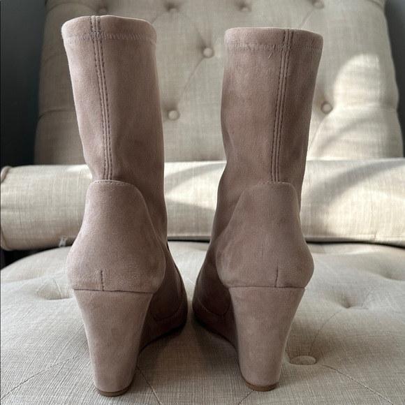 Stuart Weitzman Tan (Cashmere) Suede Wedge Boots Sz 7.5 US - Picture 6 of 13